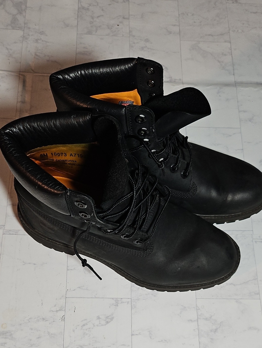Timberland Black Leather Lace-Up Work Boots